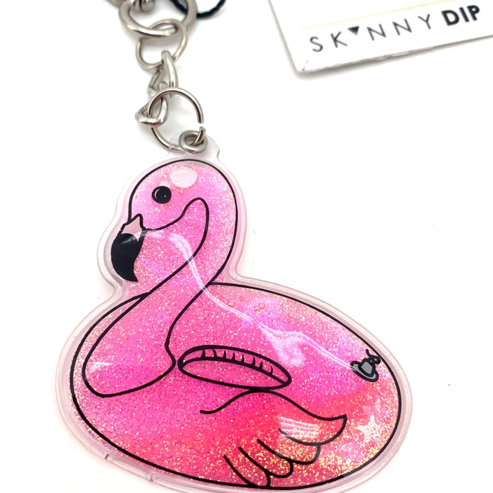 4/$25 Skinny Dip Pink Flamingo Key Charm Charm NEW - Picture 2 of 2